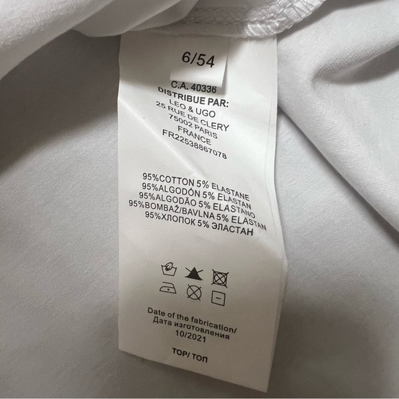 Leo & Ugo Paris White Pink Round Neck Embellished Women's Top Cap Sleeve Shirt L - Picture 9 of 11